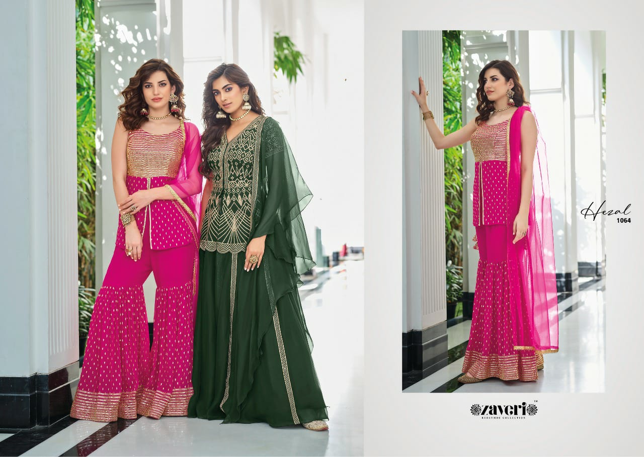 Zaveri Hezal New Heavy Georgette Festive Wear Designer Ready Made Suit Collection